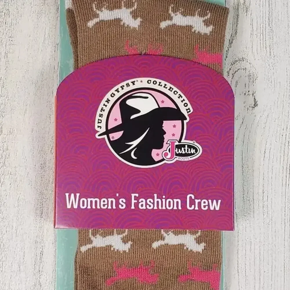 NWT Justin Boots 3 Pairs Fashion Cushioned Sole Crew Socks Women's Size Small